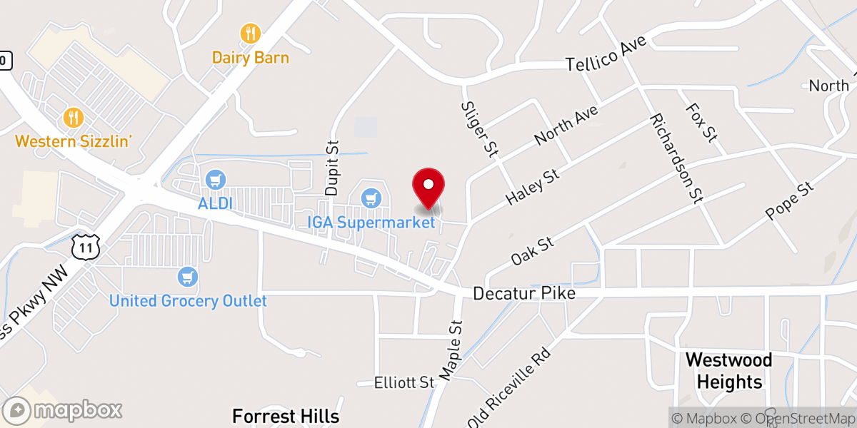 Map showing location of Athens Church of Christ