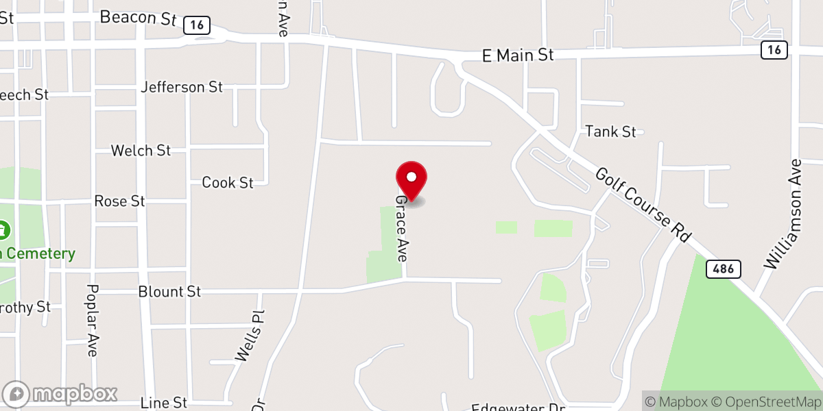 Map showing location of Grace Baptist Church