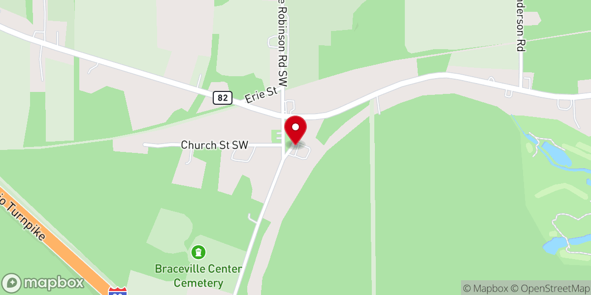Map showing location of Braceville United Methodist Church