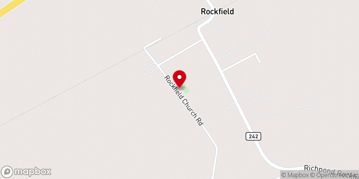 Map showing location of First Baptist Rockfield