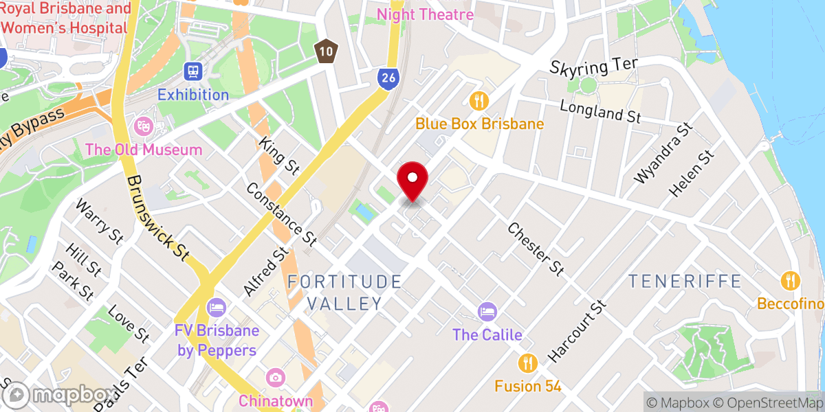 Map showing location of Holy Trinity Anglican Church, Fortitude Valley