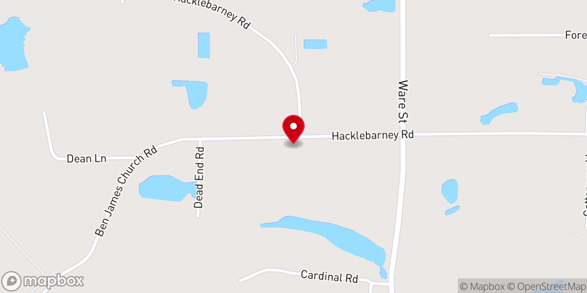 Map showing location of Hacklebarney Baptist Church
