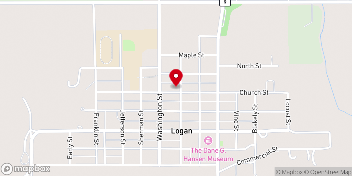 Map showing location of Logan Free Methodist Church