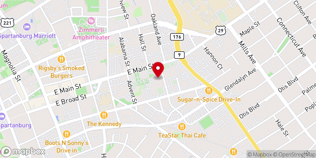 Map showing location of First Presbyterian Church