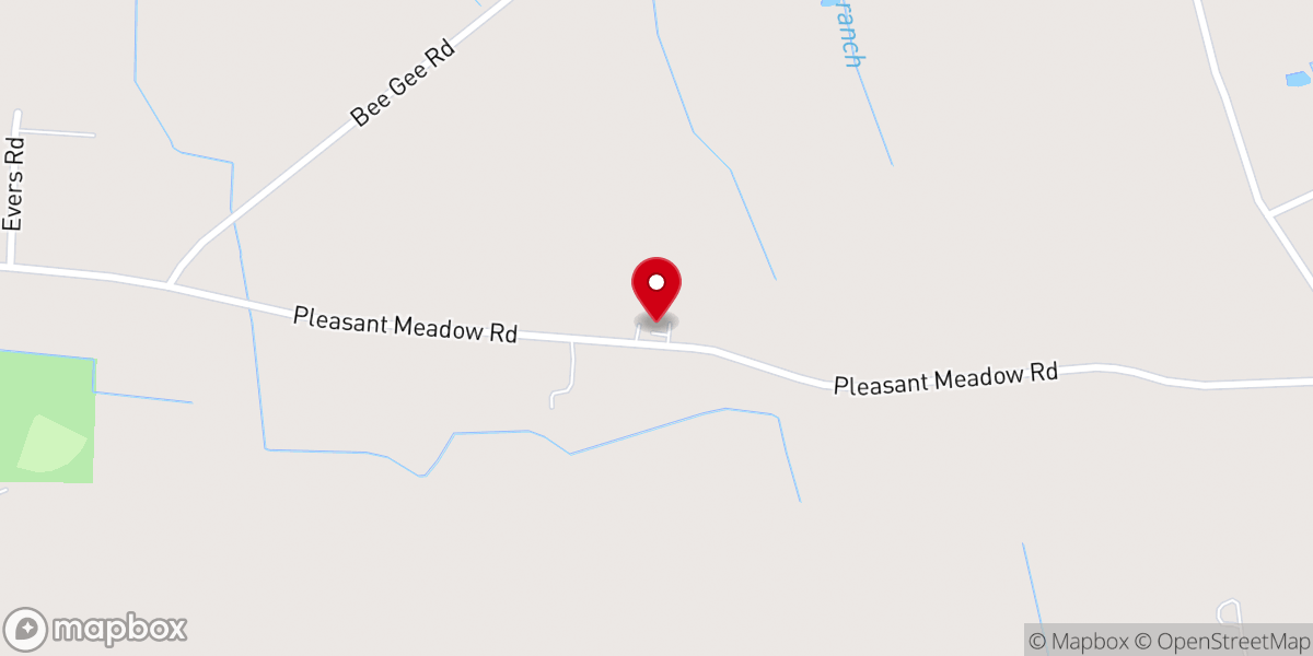 Map showing location of Pleasant Meadow Baptist Church
