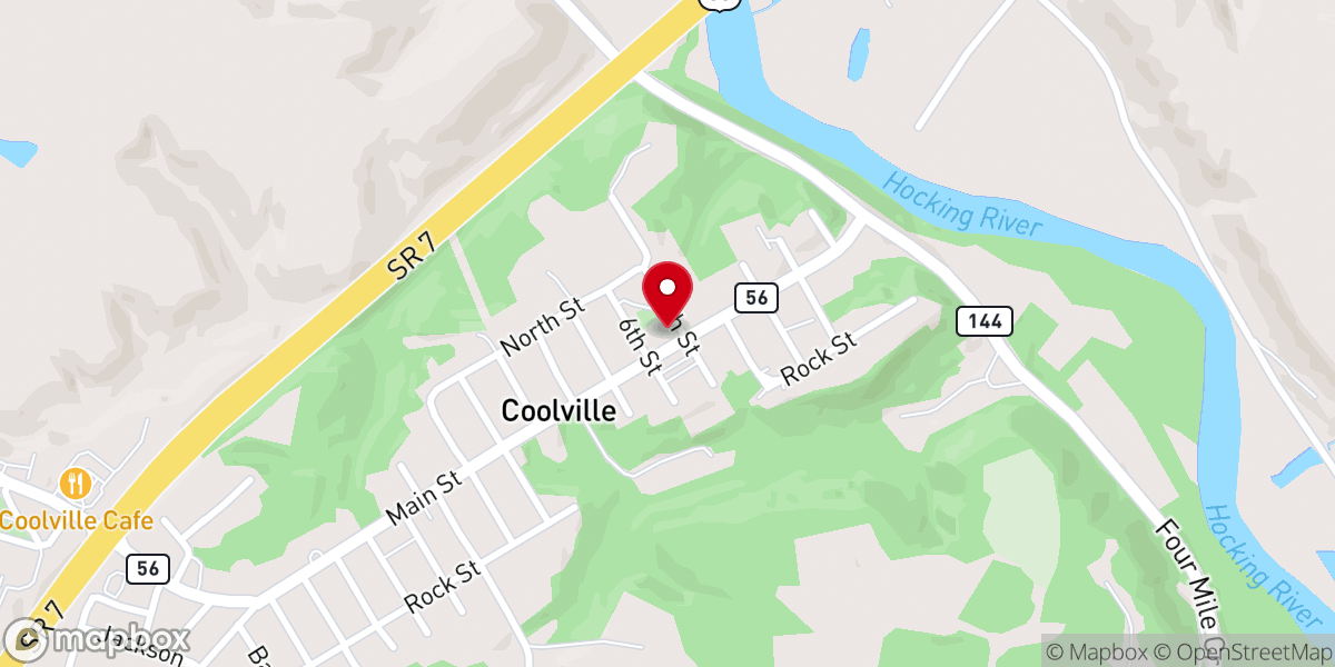 Map showing location of Coolville United Methodist