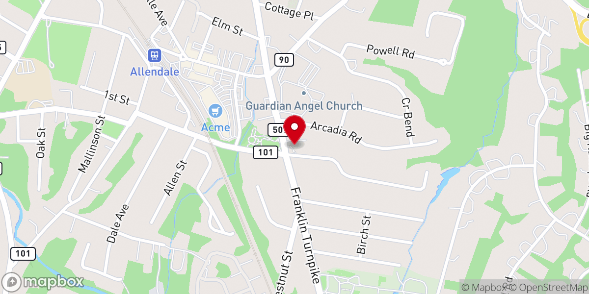 Map showing location of Highlands Presbyterian Church
