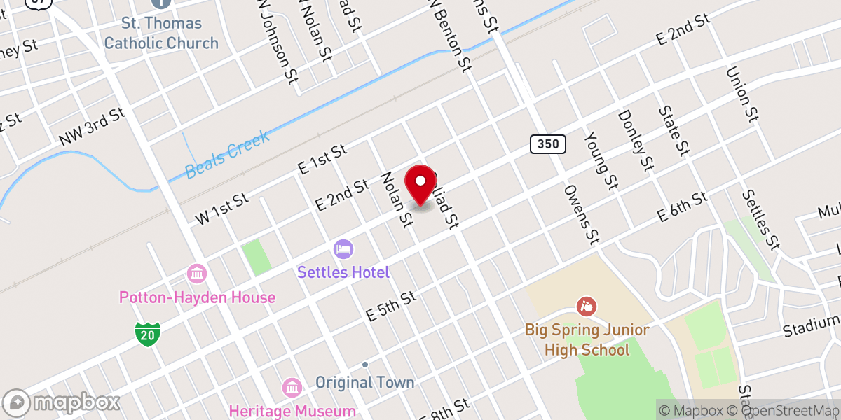 Map showing location of East Fourth Street Baptist Church