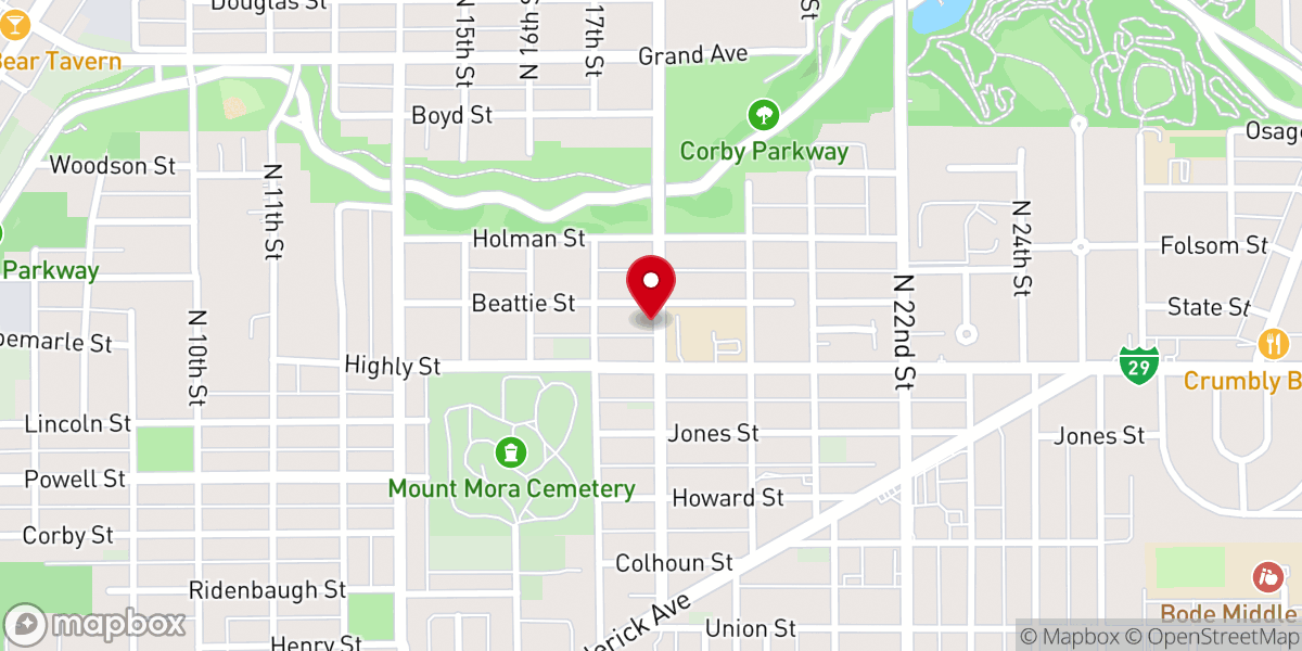Map showing location of Central Assembly of God