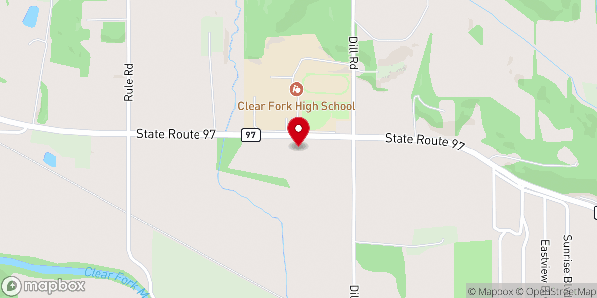 Map showing location of Clear Fork Alliance Church
