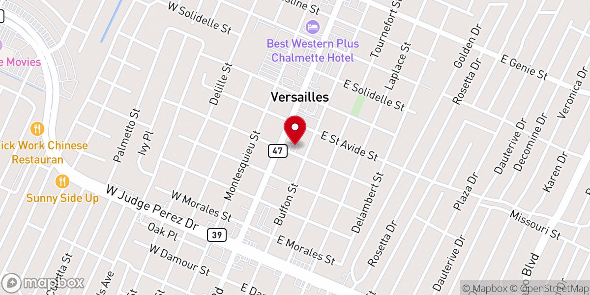 Map showing location of Chalmette Coin Laundry