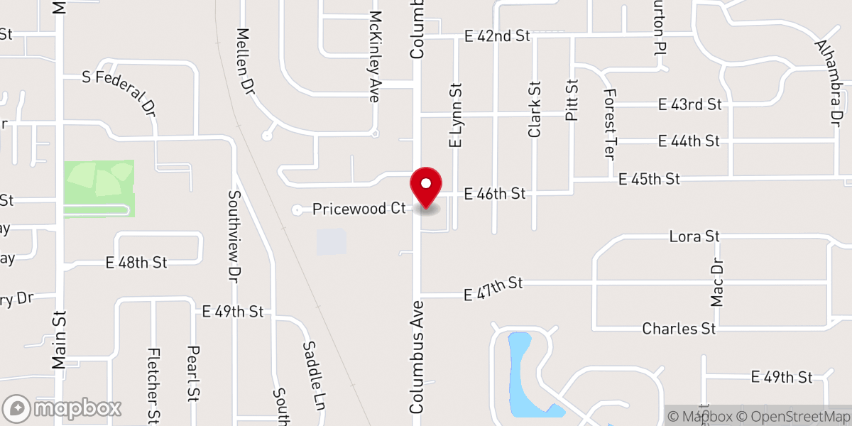 Map showing location of Columbus Avenue Church of Christ