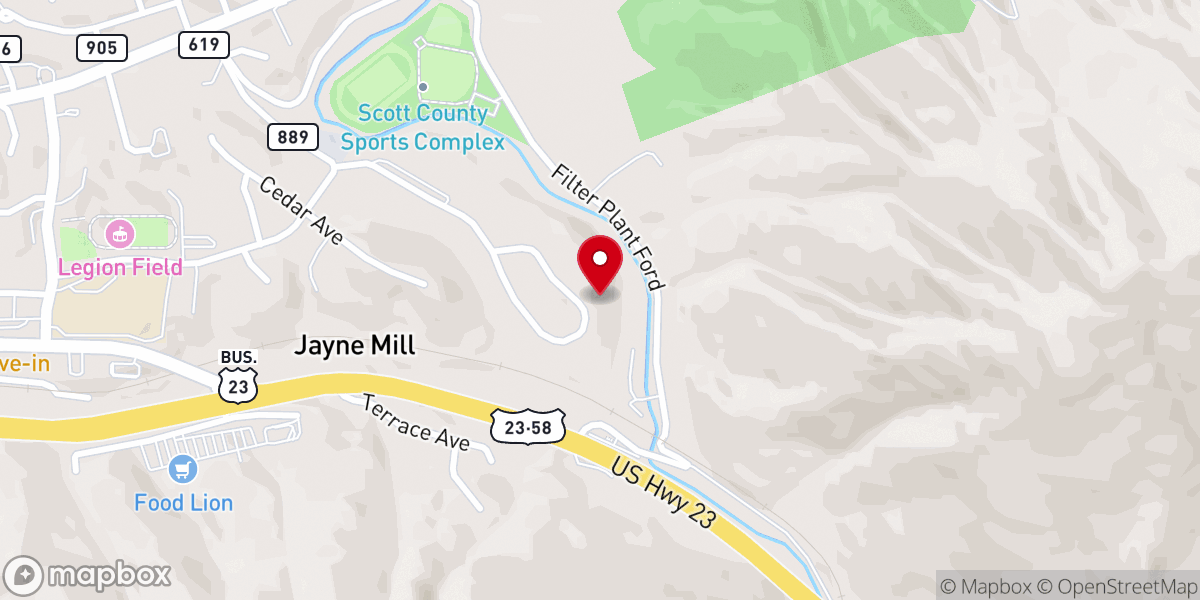 Map showing location of Ewing Chapel