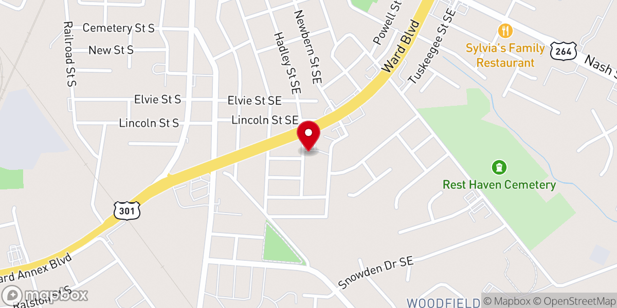 Map showing location of Brown Chapel Baptist Church