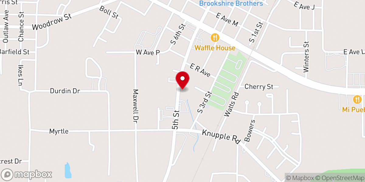 Map showing location of First Presbyterian Church of Silsbee