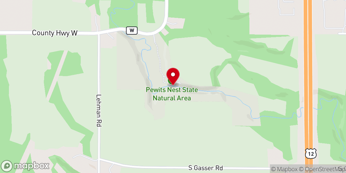 Map showing location of Pewit's Nest
