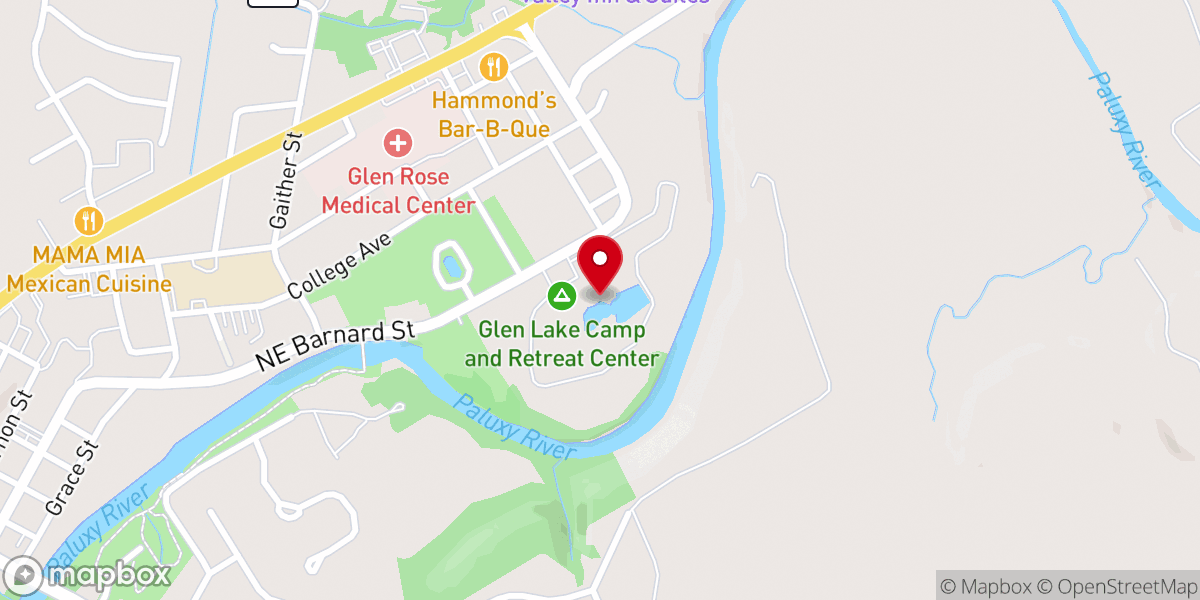 Map showing location of Glen Lake Camp & Retreat Center