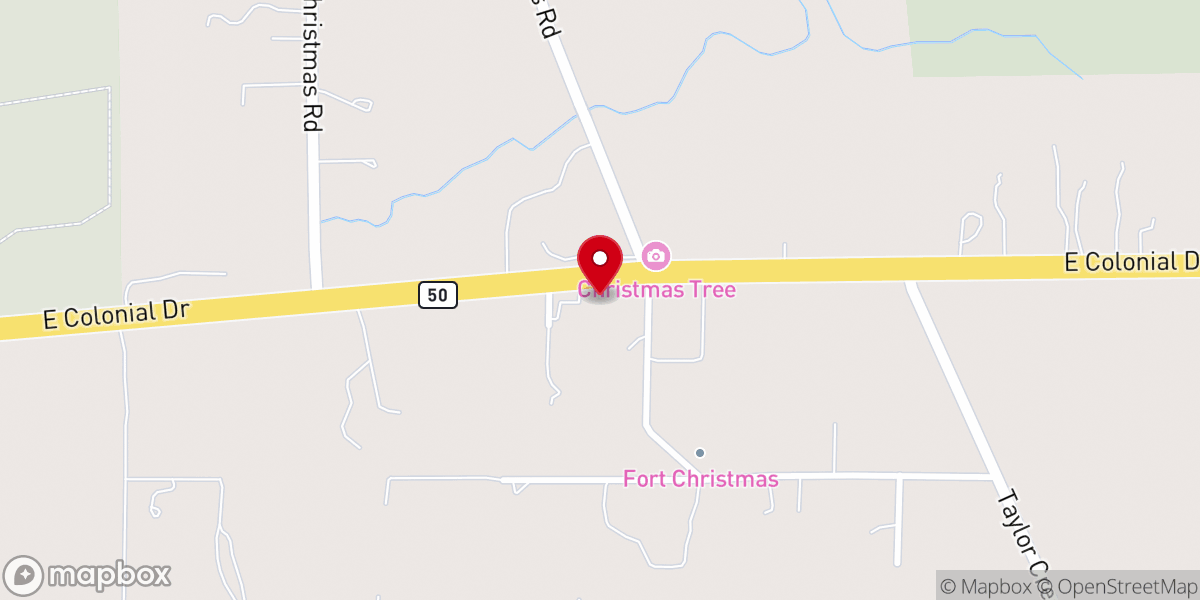 Map showing location of Fort Christmas Baptist Church