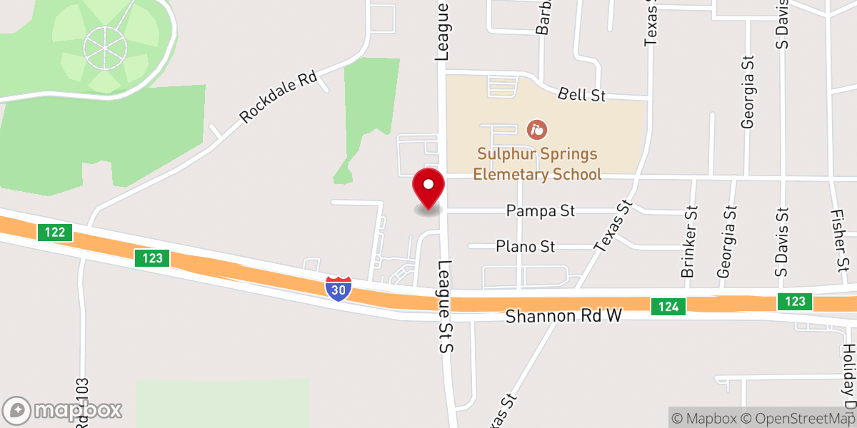 Map showing location of Sulphur Springs Church of the Nazarene
