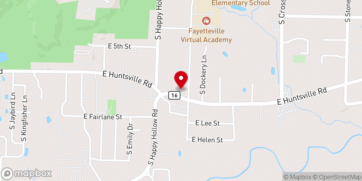 Map showing location of Ridgeview Baptist Church