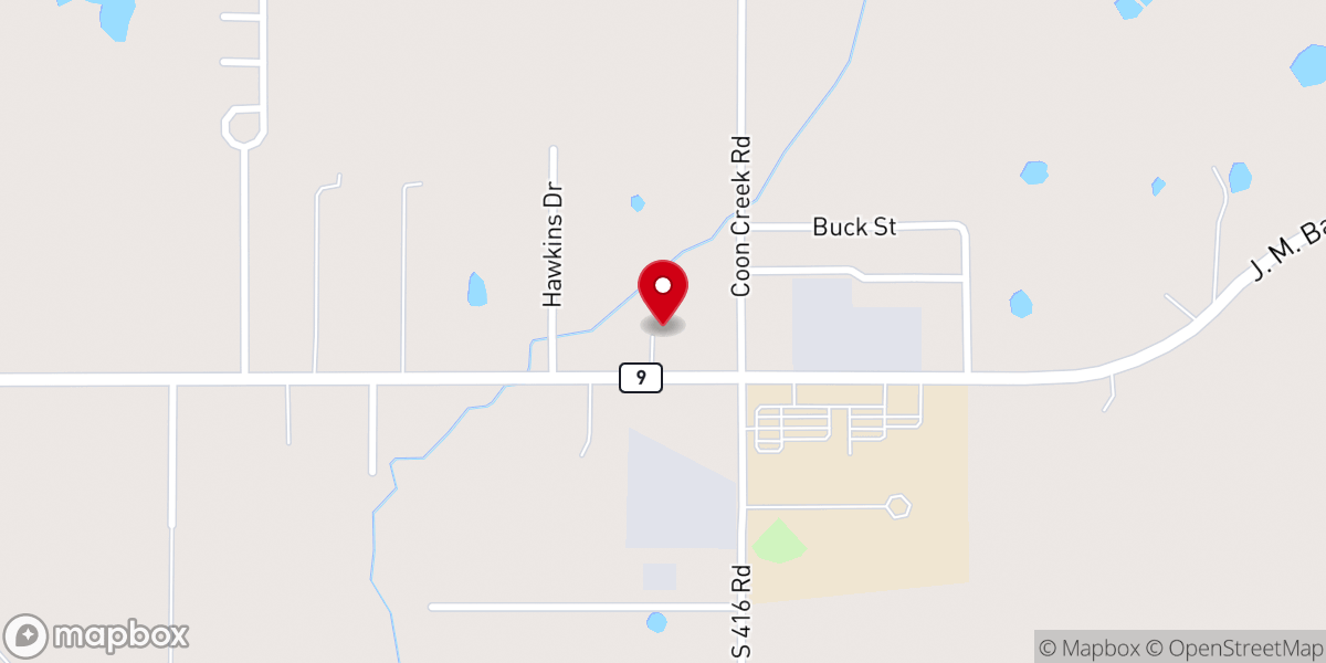 Map showing location of Christian Church Lake Eufaula