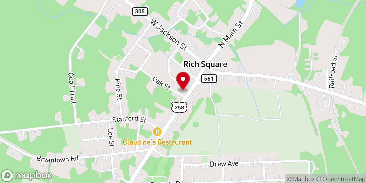 Map showing location of Rich Square Methodist Church