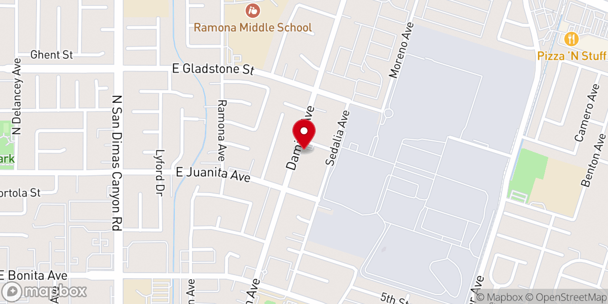 Map showing location of Calvary Baptist Church of La Verne