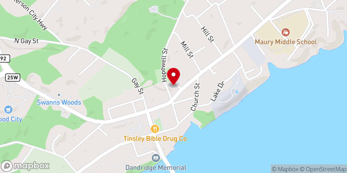 Map showing location of Hopewell Presbyterian Church