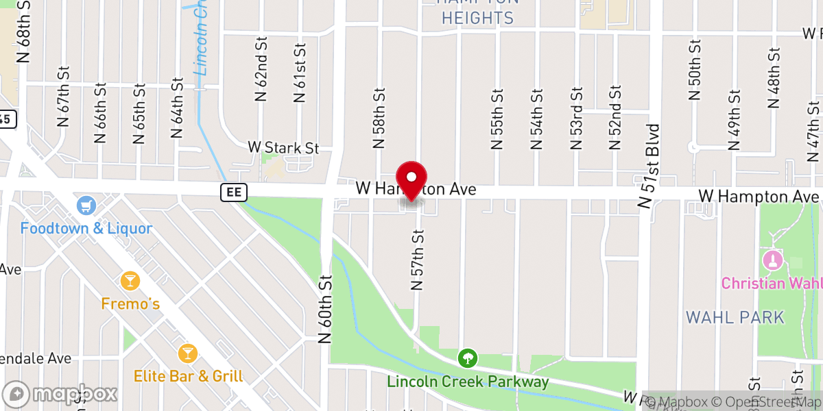 Map showing location of Hampton Avenue Church of Christ