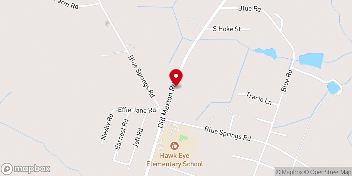 Map showing location of South Hoke Baptist Church