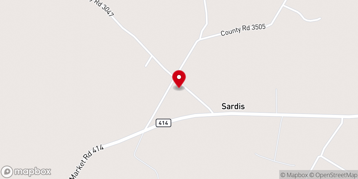 Map showing location of Sardis Pentecostal Family Life