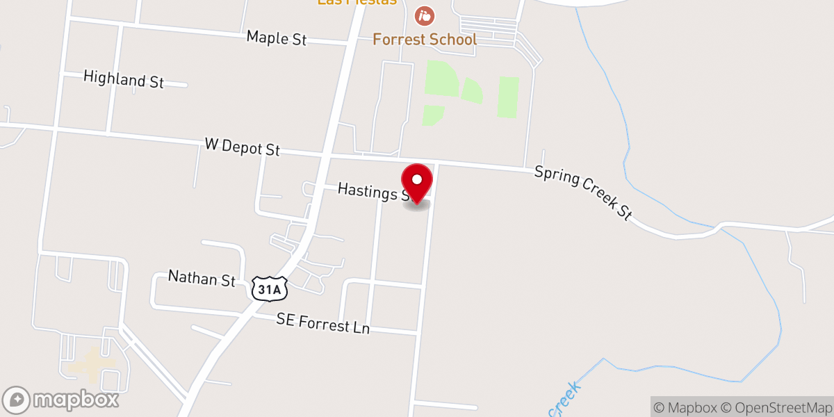 Map showing location of Smyrna Baptist Church