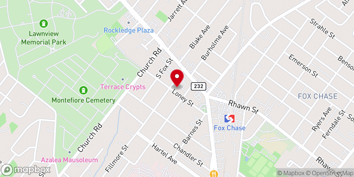 Map showing location of Fox Chase United Methodist Church