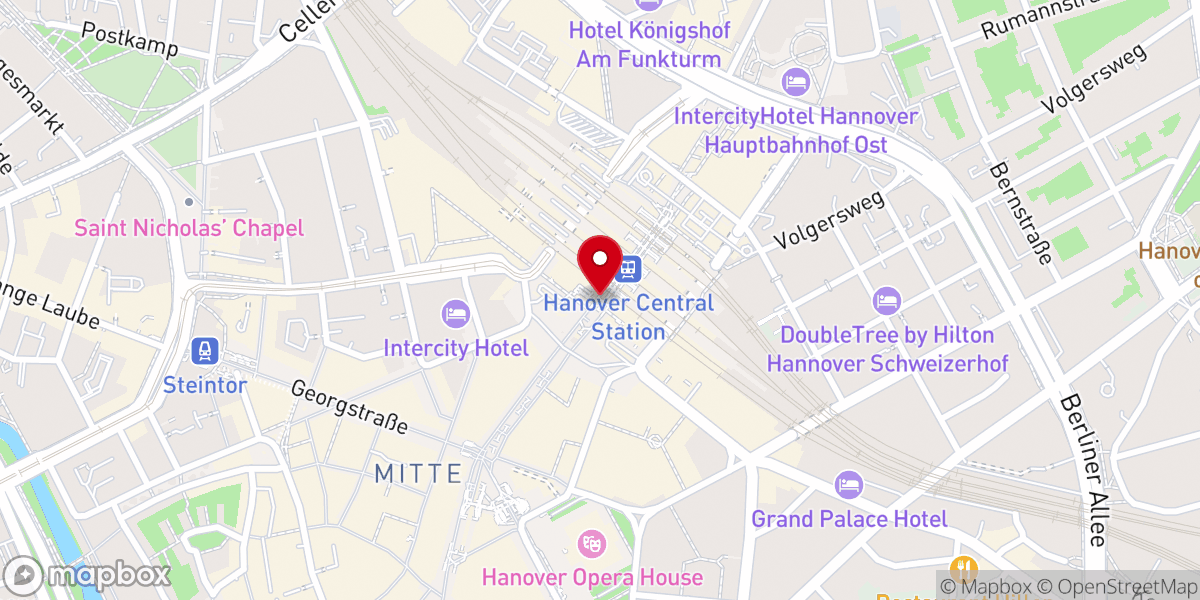 Map showing location of Hannover Hauptbahnhof