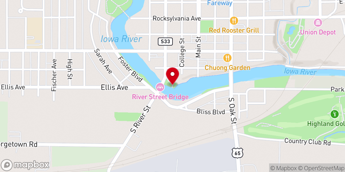 Map showing location of Iowa River Water Trail Access #278