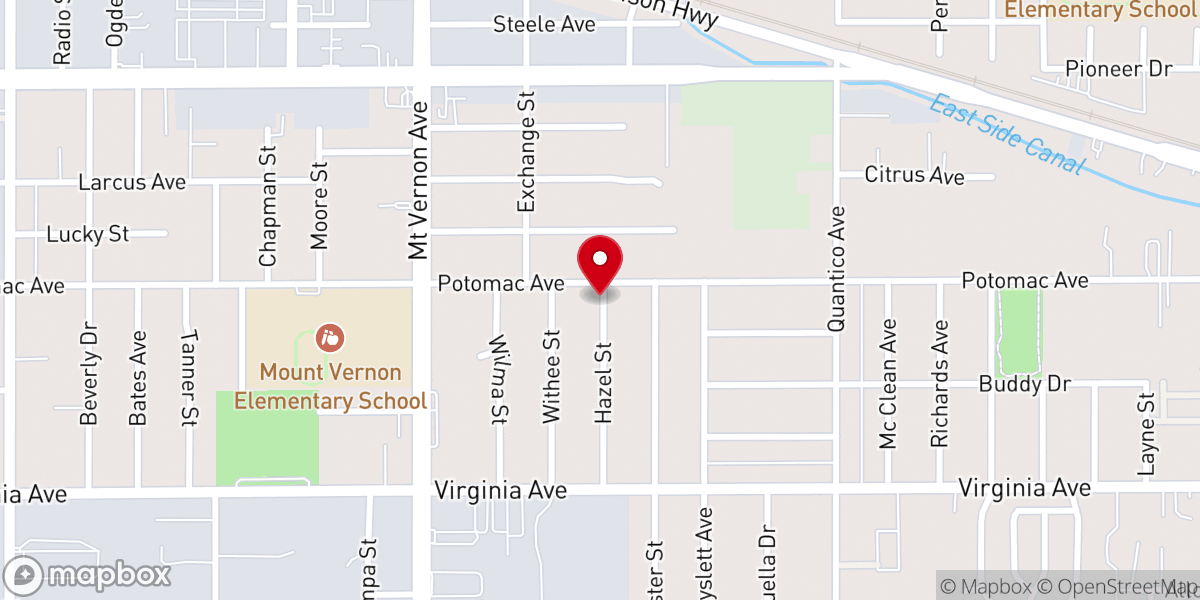 Map showing location of Hope Christian Center