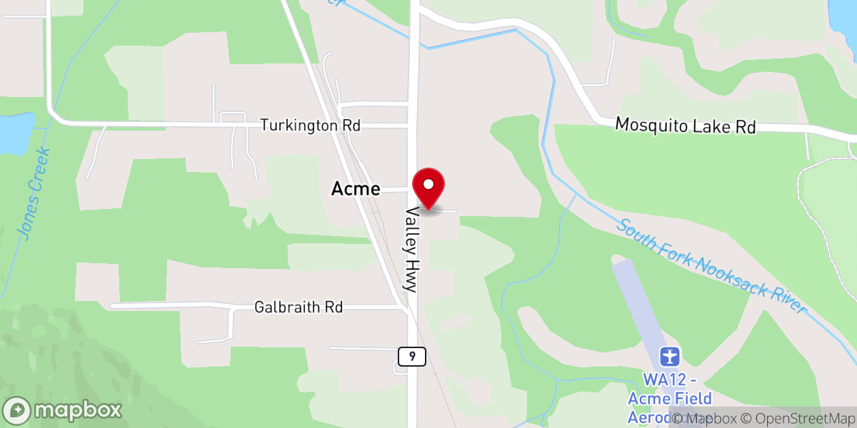 Map showing location of Acme Presbyterian Church