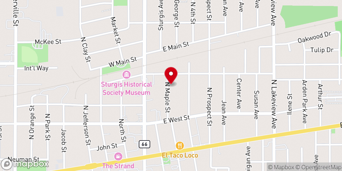 Map showing location of Sturgis Bible Church