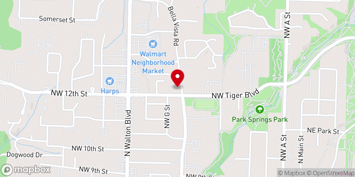 Map showing location of Crossroads Baptist Church