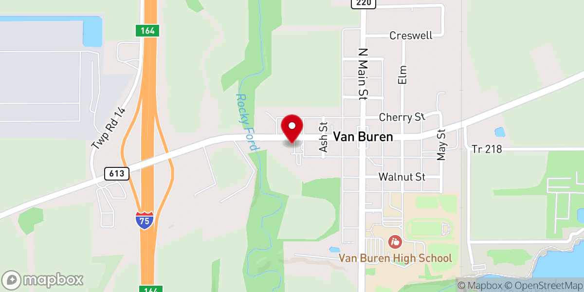 Map showing location of Van Buren Primitive Baptist Church
