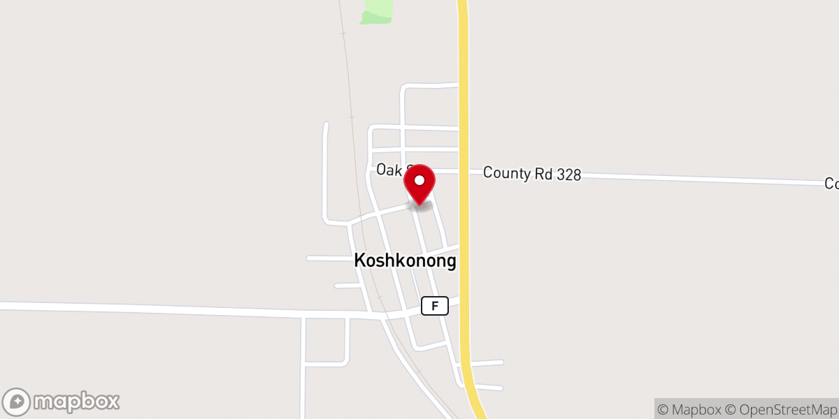 Map showing location of Koshkonong Methodist Church