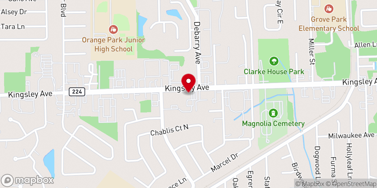 Map showing location of Orange Park Assembly of God