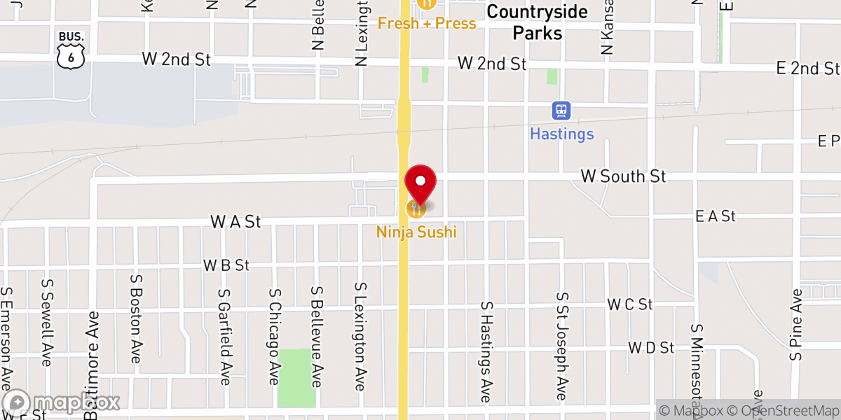 Map showing location of Grace Baptist Church