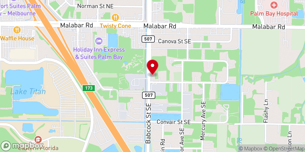 Map showing location of Mount of Olives Evangelical Baptist Church, Palm Bay