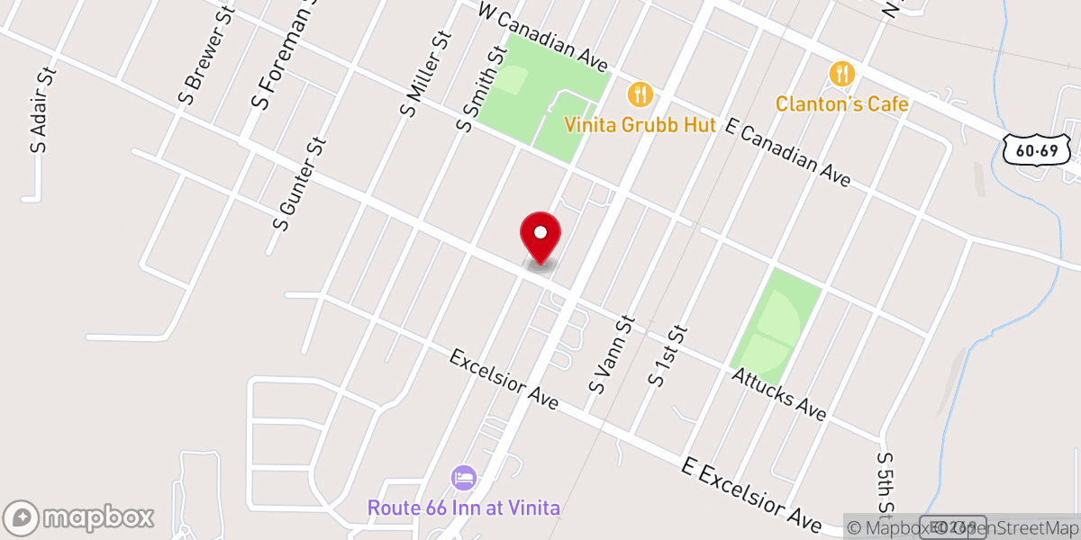Map showing location of Vinita Nazarene