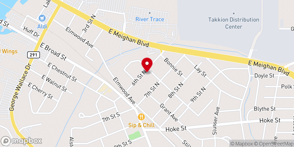 Map showing location of East Gadsden Baptist Church