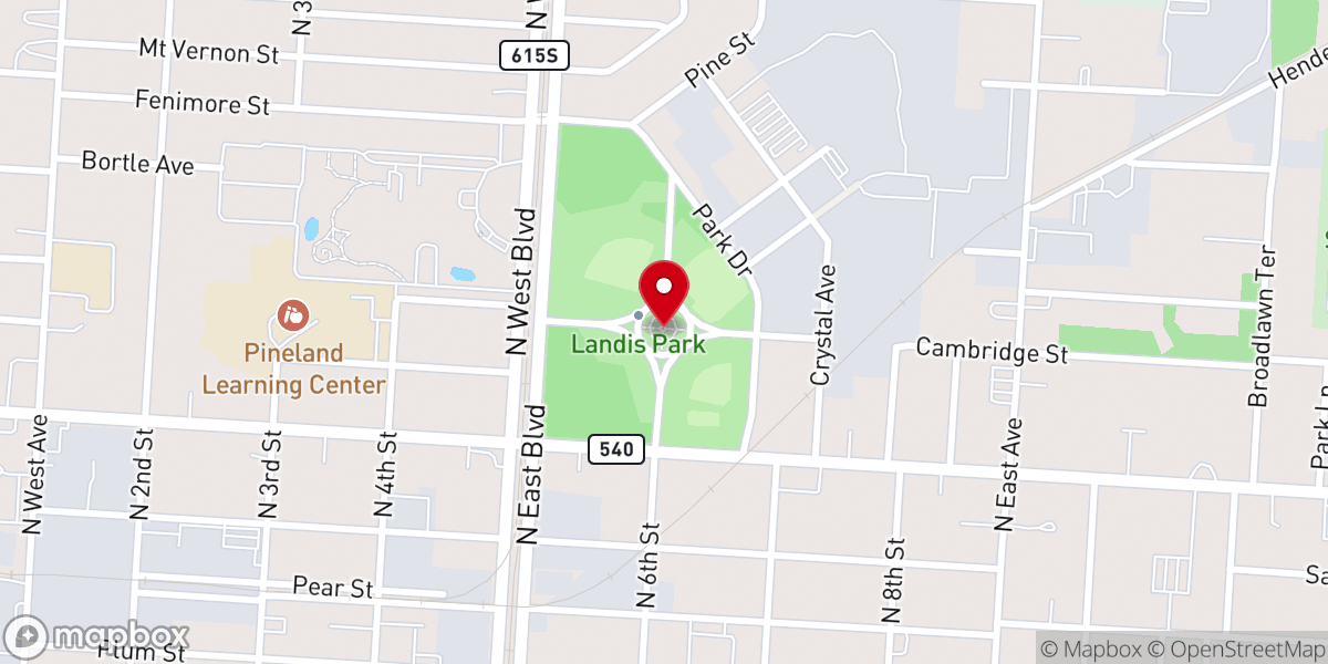 Map showing location of Landis Park