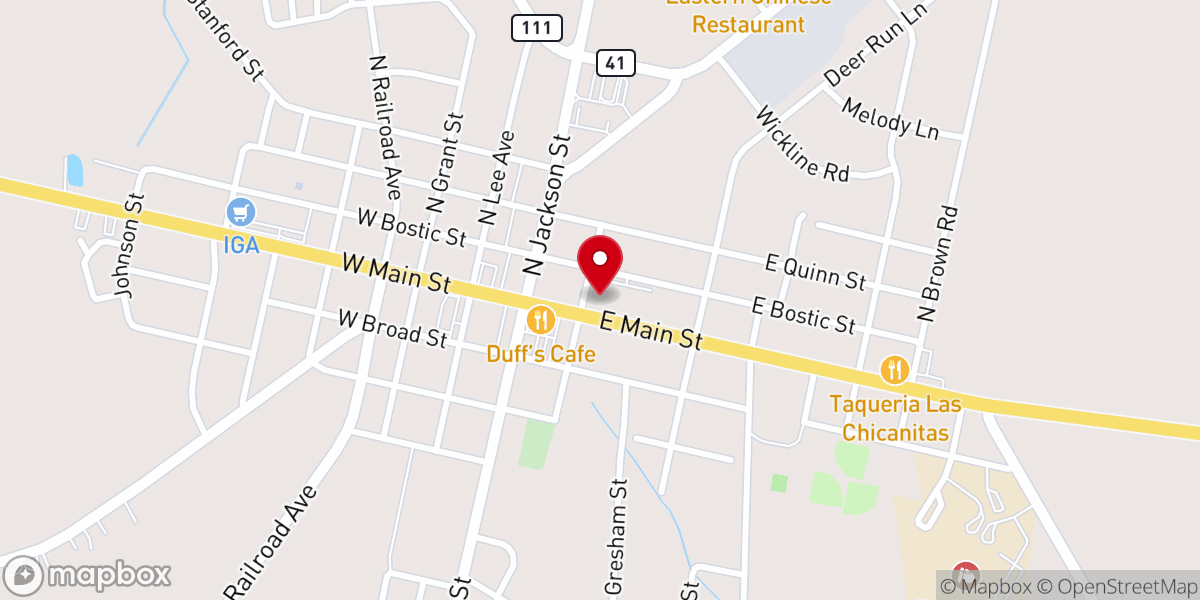 Map showing location of Beulaville Presbyterian Church
