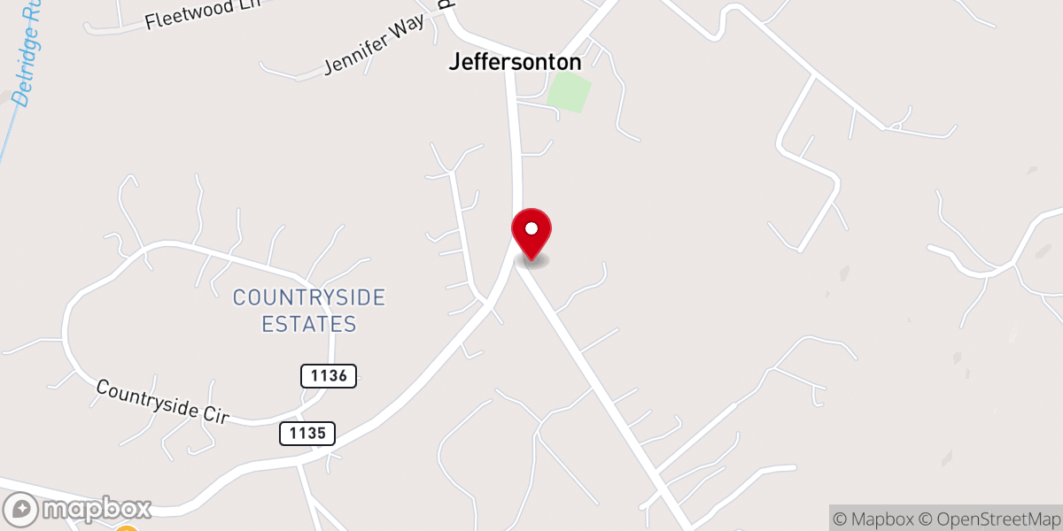 Map showing location of Jeffersonton United Methodist Church