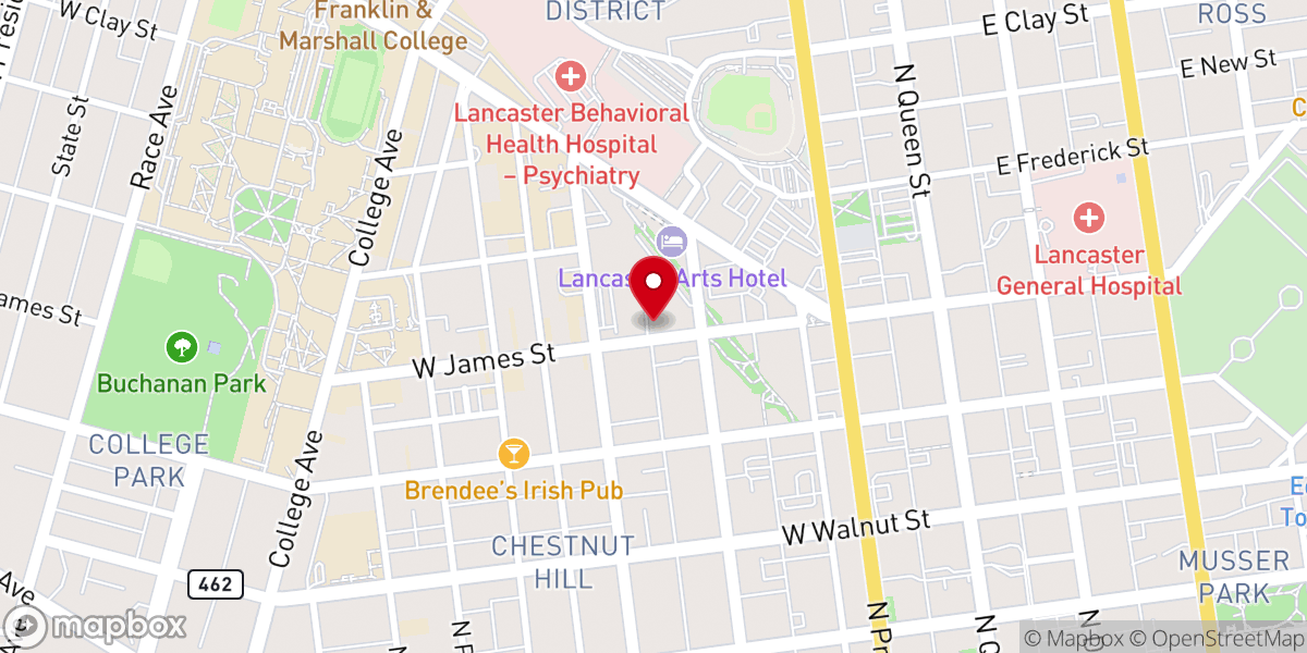 Map showing location of James Street Mennonite Church